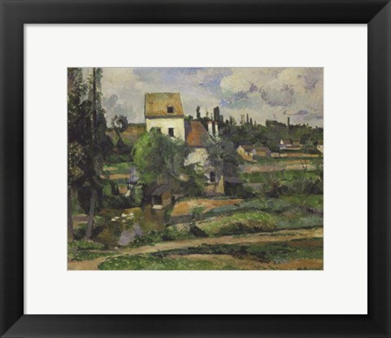 Framed Art Landscape in Auvers by Paul Cezanne Wall Decor 18x24 Artwork